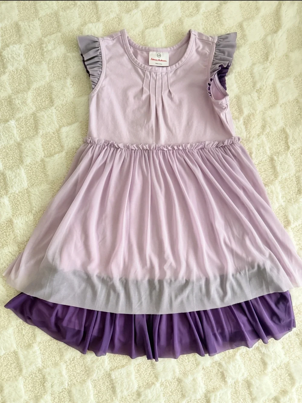 Hanna Andersson Lavender Layered Party Dress with Deep Purple Hem Size 4
